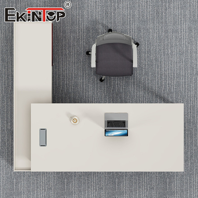Minimalistisch kantoor bureau Acacia houten bureau met opslagkas en metalen benen
