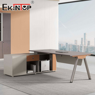 L-vormige moderne stijl Executive Desk van Meubelfabriek Acacia Wood Desk