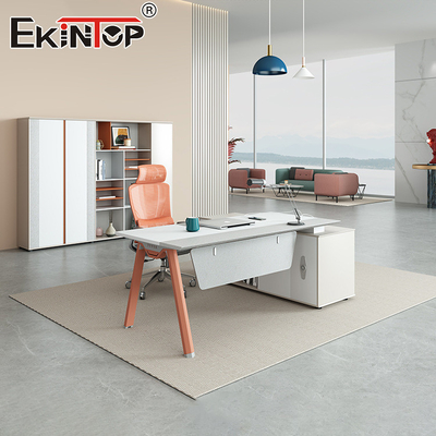 Moderne kantoormeubilair Tafel L-vormig Executive Office Desk Acacia Houten bureau