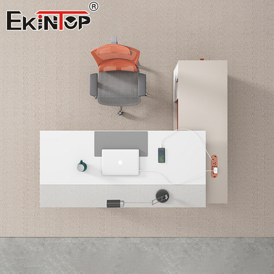 Moderne stijl MDF Materiaal L-vorm Acacia Hout Bureau Uitvoerend kantoor bureau