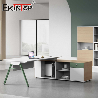 L-vormige kantoor bureau opslagkasten Moderne stijl Executive bureau met laden