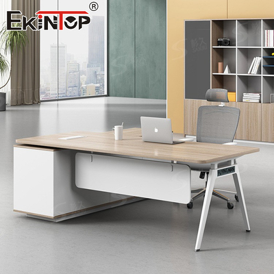 L-vormige Executive Tafel Kantoor bureau met metalen benen Custom Made Desk