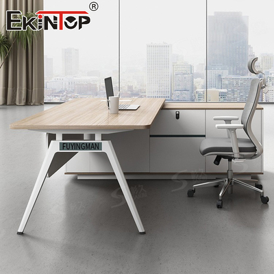 L-vormige Executive Tafel Kantoor bureau met metalen benen Custom Made Desk