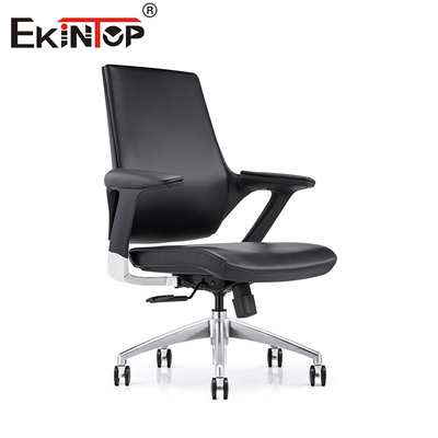 Goedkope zwarte leerstoel met middenrug Modern stijl Custom Breakroom stoelen