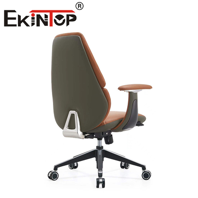 Draaibare ergonomische kantoorkamerstoel Lederklubstoelen met verstelbare armsteun