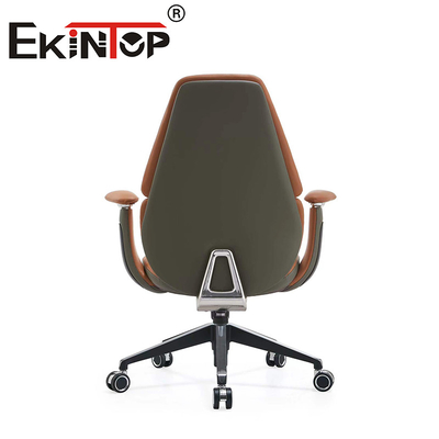 Draaibare ergonomische kantoorkamerstoel Lederklubstoelen met verstelbare armsteun
