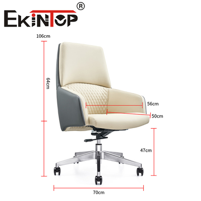 Witte leder manager draaibare ergonomische Executive Cowhide kantoor stoel