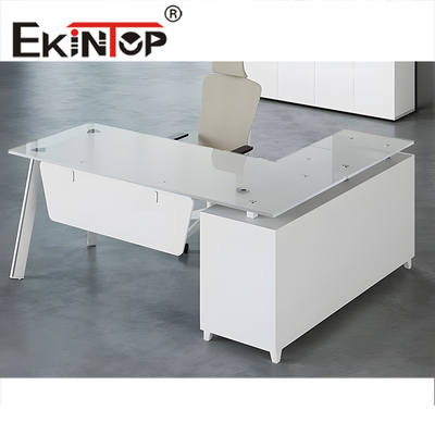 Witte op maat gemaakt gehard glas bureau gehard glas computer bureau
