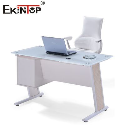Witte blauwe glazen bureau tafel met laken Executive Home Office bureau