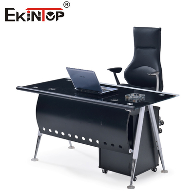 Custom Duurzaam Computer Glas Bureau Met Schutters Voor Office Building