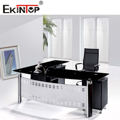Metalen benen met kast Glas bureau Moderne Home Office Computer bureau