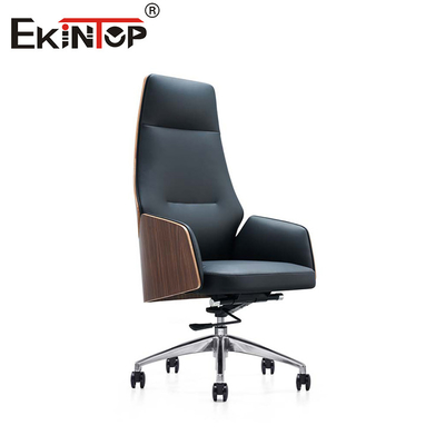 Blend Wood And Leather Office Chair PU Padded Armrest voor tijdloze verfijning