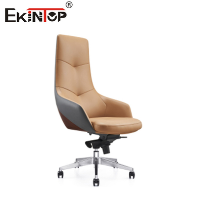 Hoog rug leer kantoor stoel met metalen benen en Casters Chrome basis