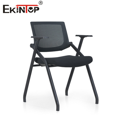 Black Mesh Training Chair met armleuningen opvouwbaar in moderne stijl