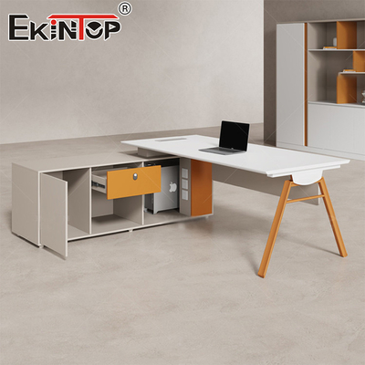 Eenvoudige moderne kantoormeubilair Acacia Houten bureau Wit Executive Desk Manager Desk