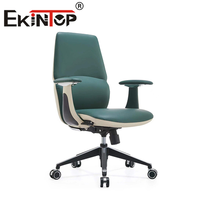 Verstelbare ergonomische kantoorstoel Groene leer Executive stoel Robuuste kantoorstoel