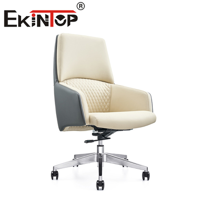 Witte leder manager draaibare ergonomische Executive Cowhide kantoor stoel